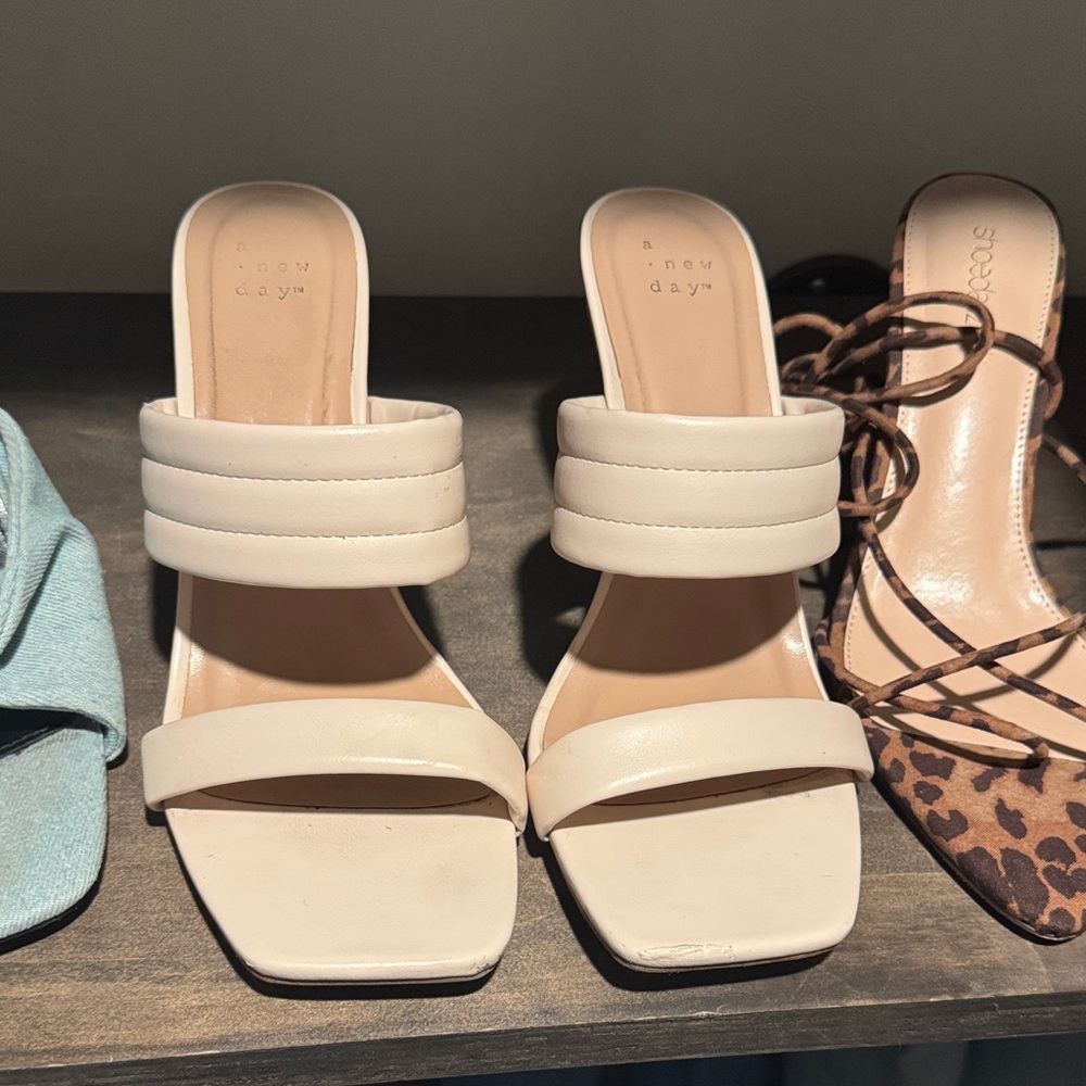 A New Day Women's cream/bone Heeled Sandals